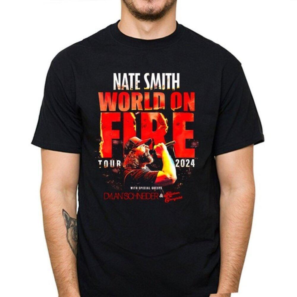 Nate Smith World On FireCountry Music Fan Gift Graphic Tour T-Shirt 90